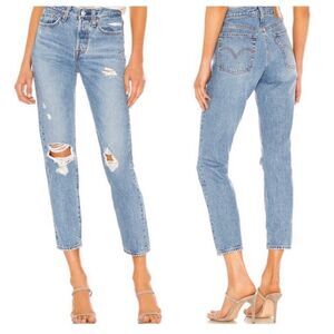 Levi’s Wedgie Icon Fit Distressed Straight Jeans Denim, Size 25